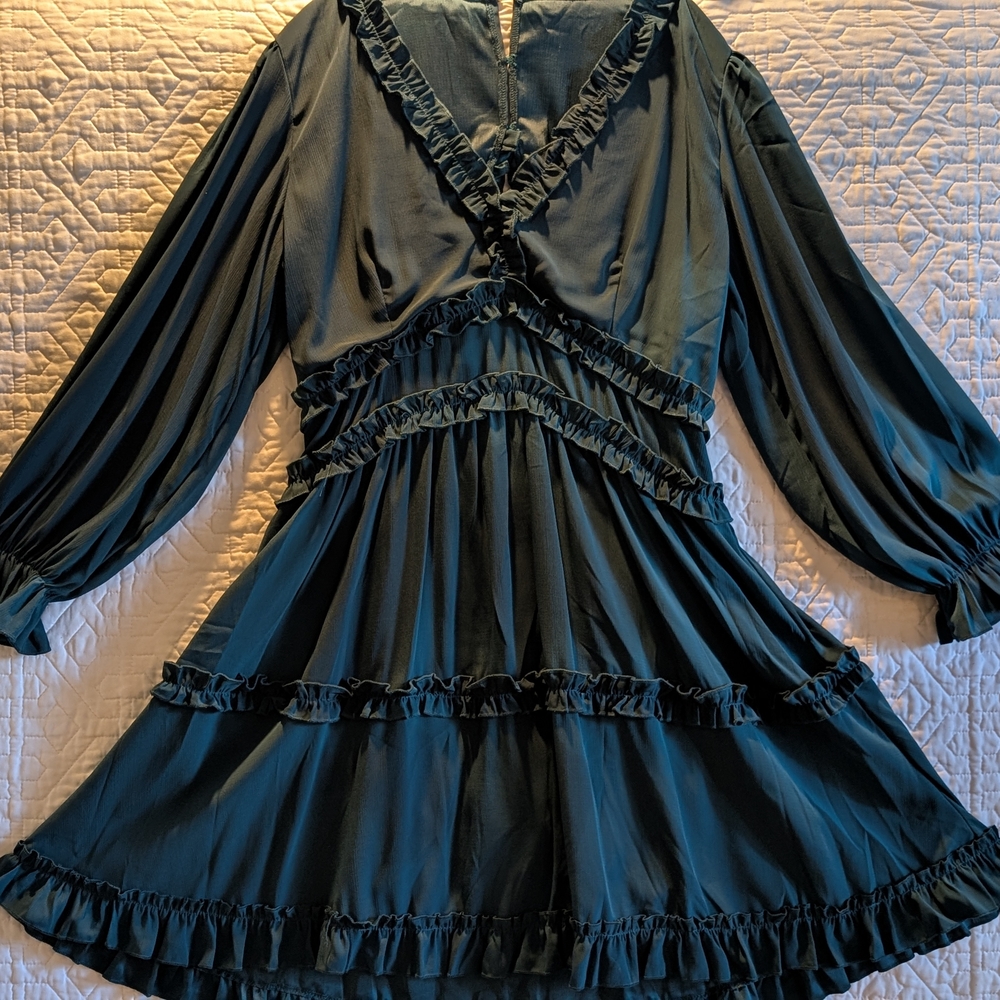 Elegant Teal Ruffle Dress
